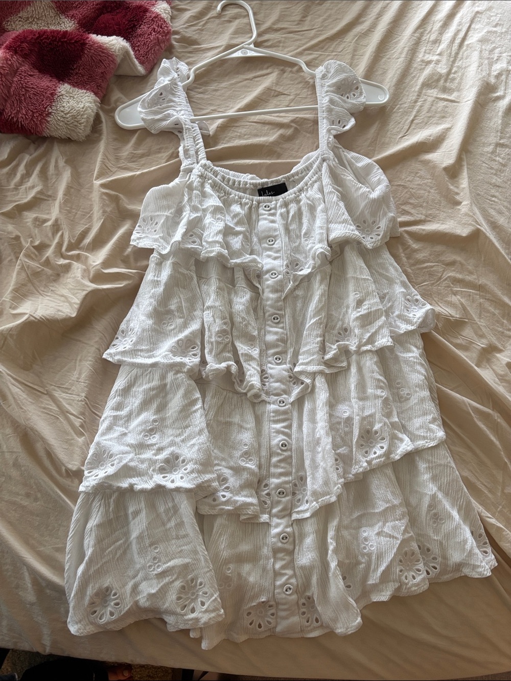 Lulu's White Tiered Eyelet Mini Dress